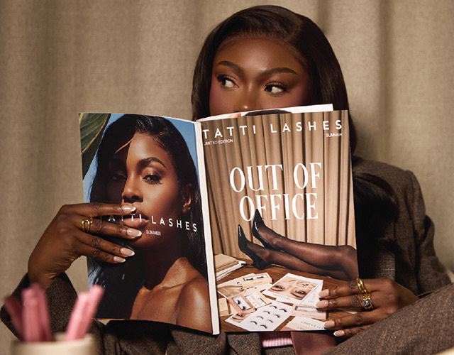 Patricia Bright holding Tatti Lashes products